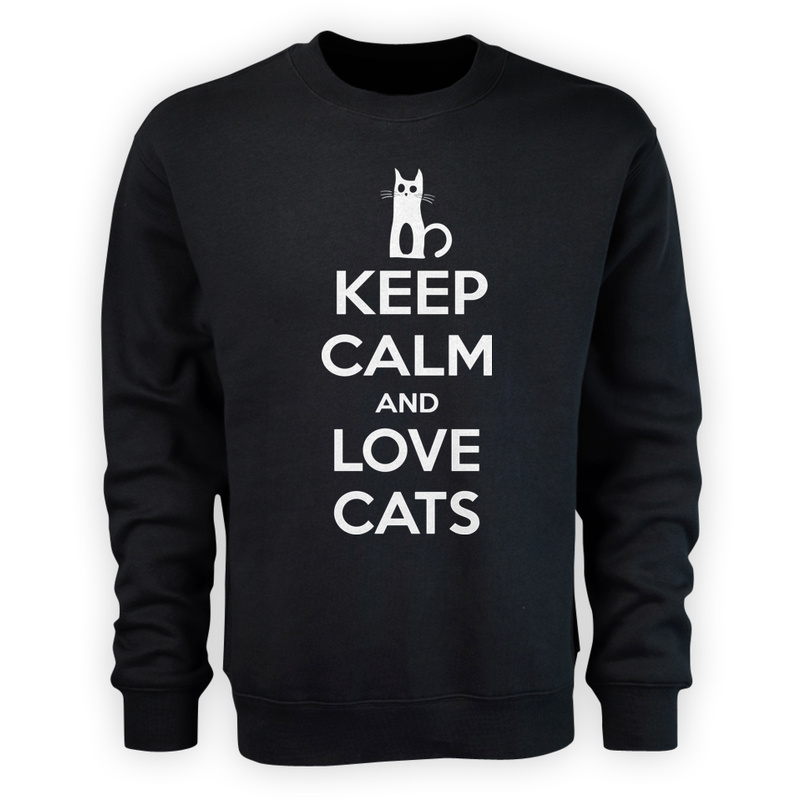 Keep Calm And Love Cats - Męska Bluza Czarna