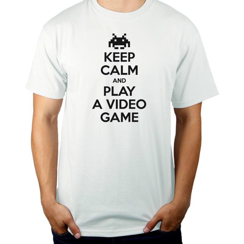 Keep Calm And Play A Video Game - Męska Koszulka Biała