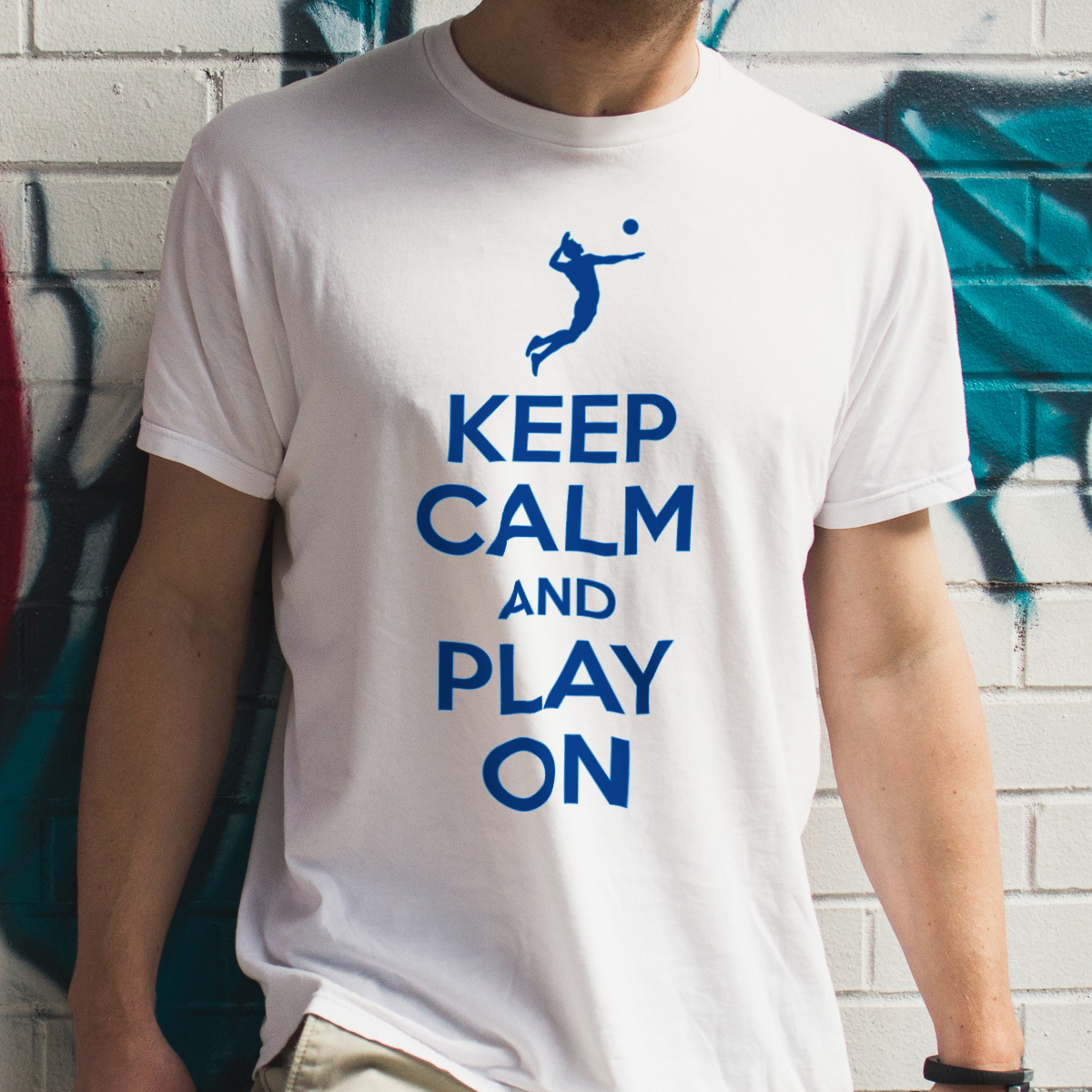 Keep Calm And Play On - Volleyball - Męska Koszulka Biała