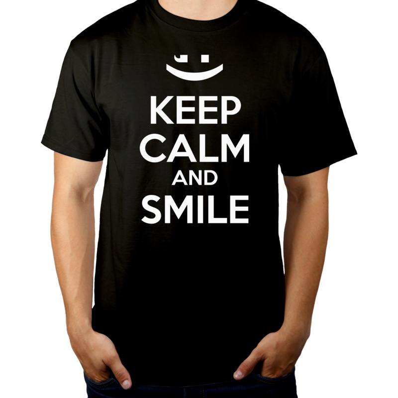 Keep Calm And Smile - Męska Koszulka Czarna