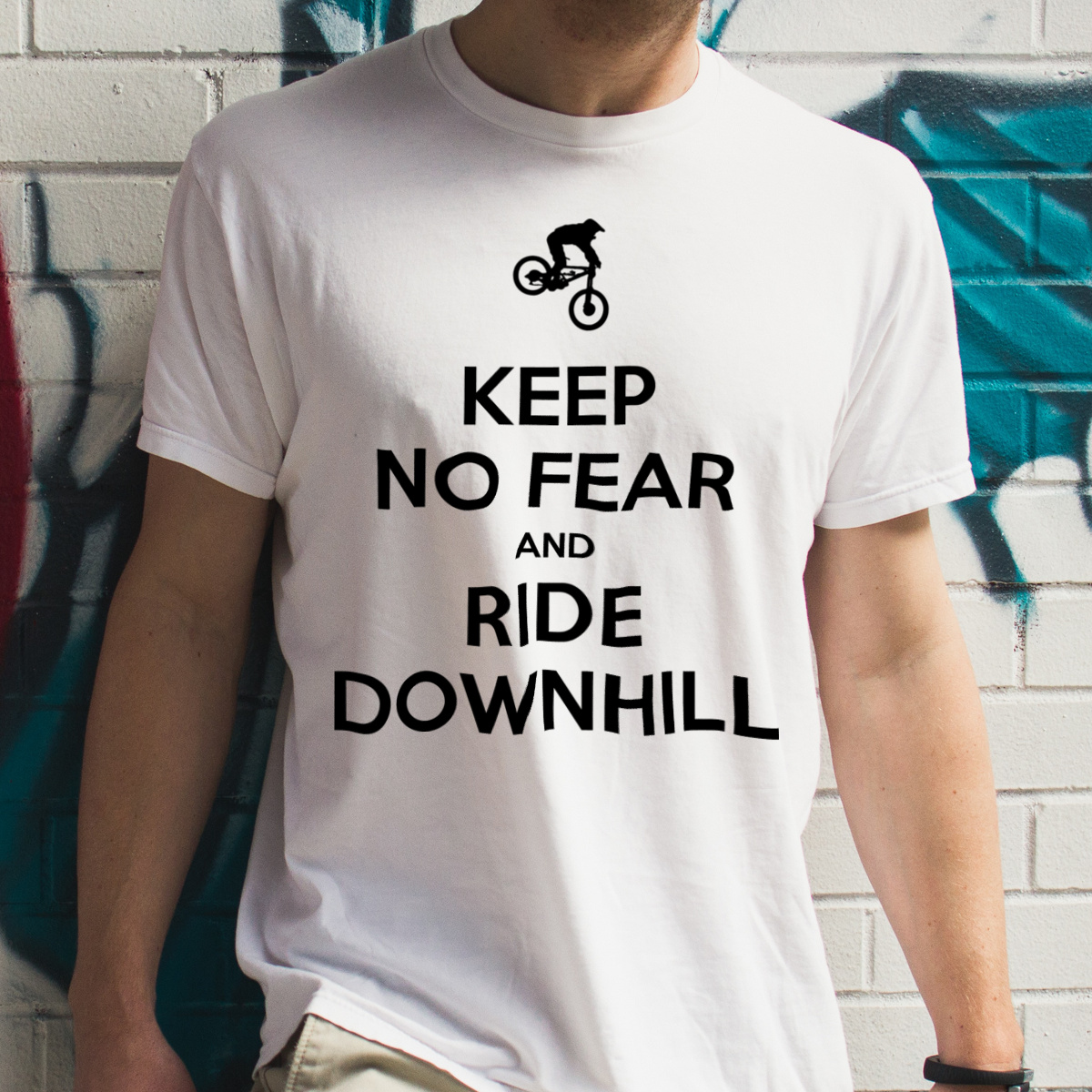 Keep Calm Downhill - Męska Koszulka Biała
