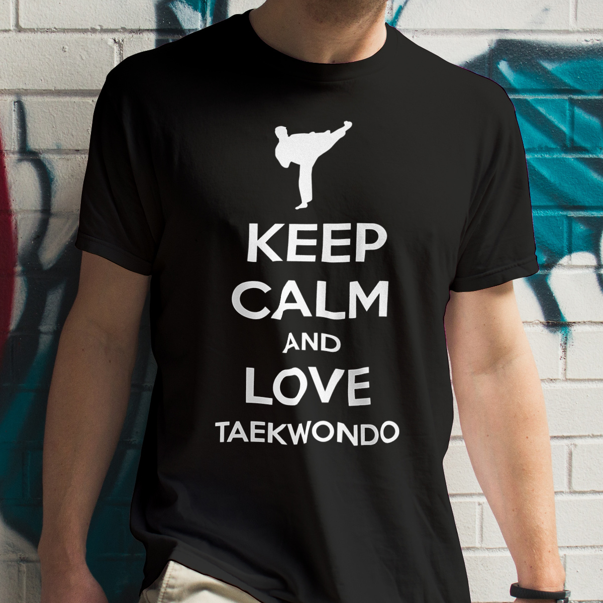 Keep Calm and Love Taekwondo - Męska Koszulka Czarna