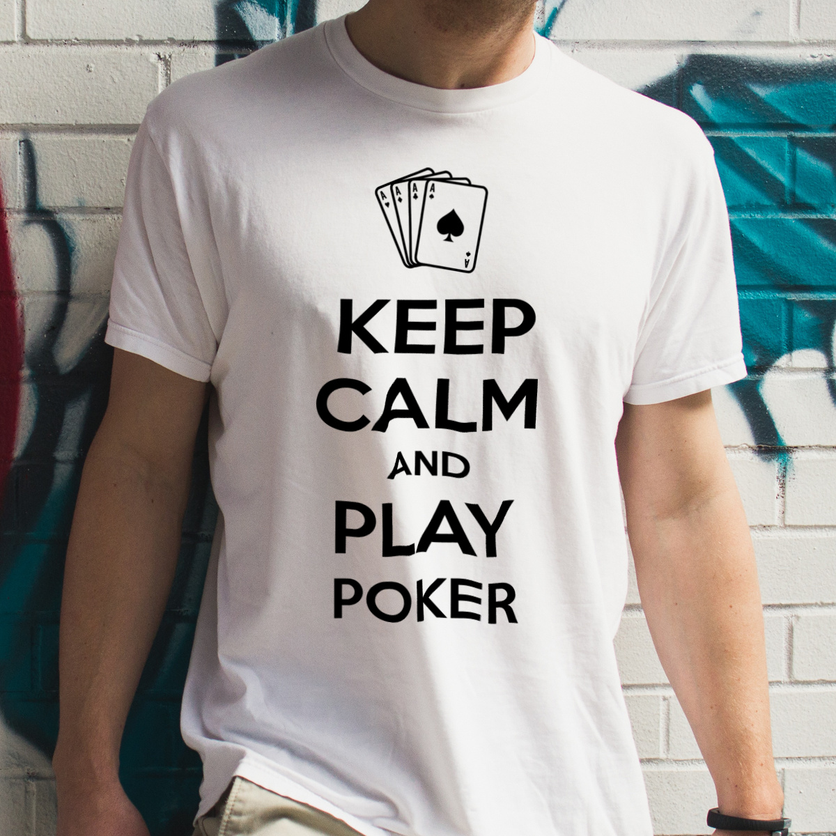Keep Calm and Play Poker - Męska Koszulka Biała