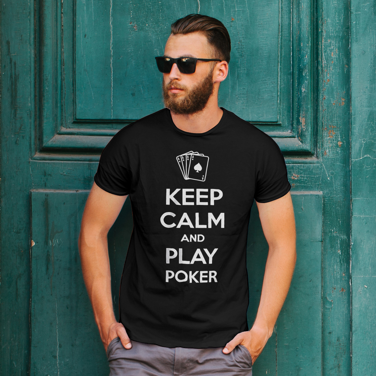 Keep Calm and Play Poker - Męska Koszulka Czarna
