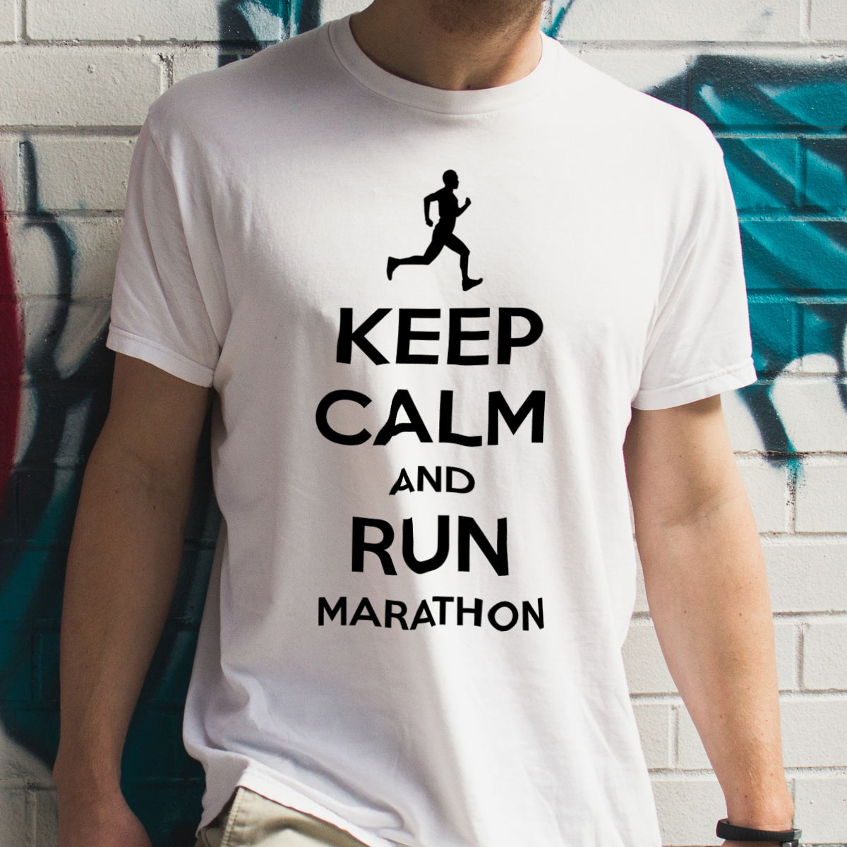 Keep Calm and Run Marathon - Męska Koszulka Biała