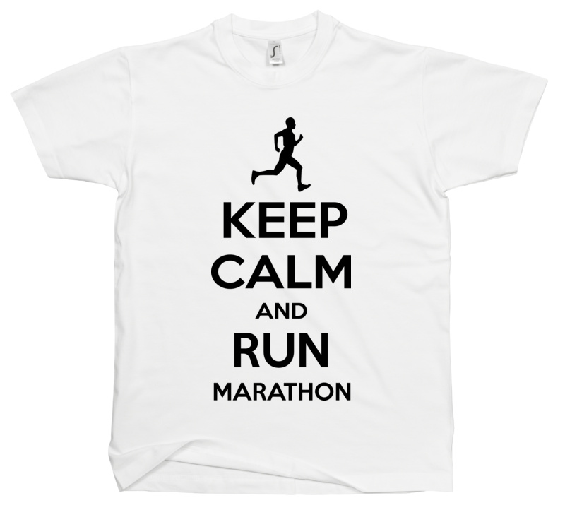 Keep Calm and Run Marathon - Męska Koszulka Biała