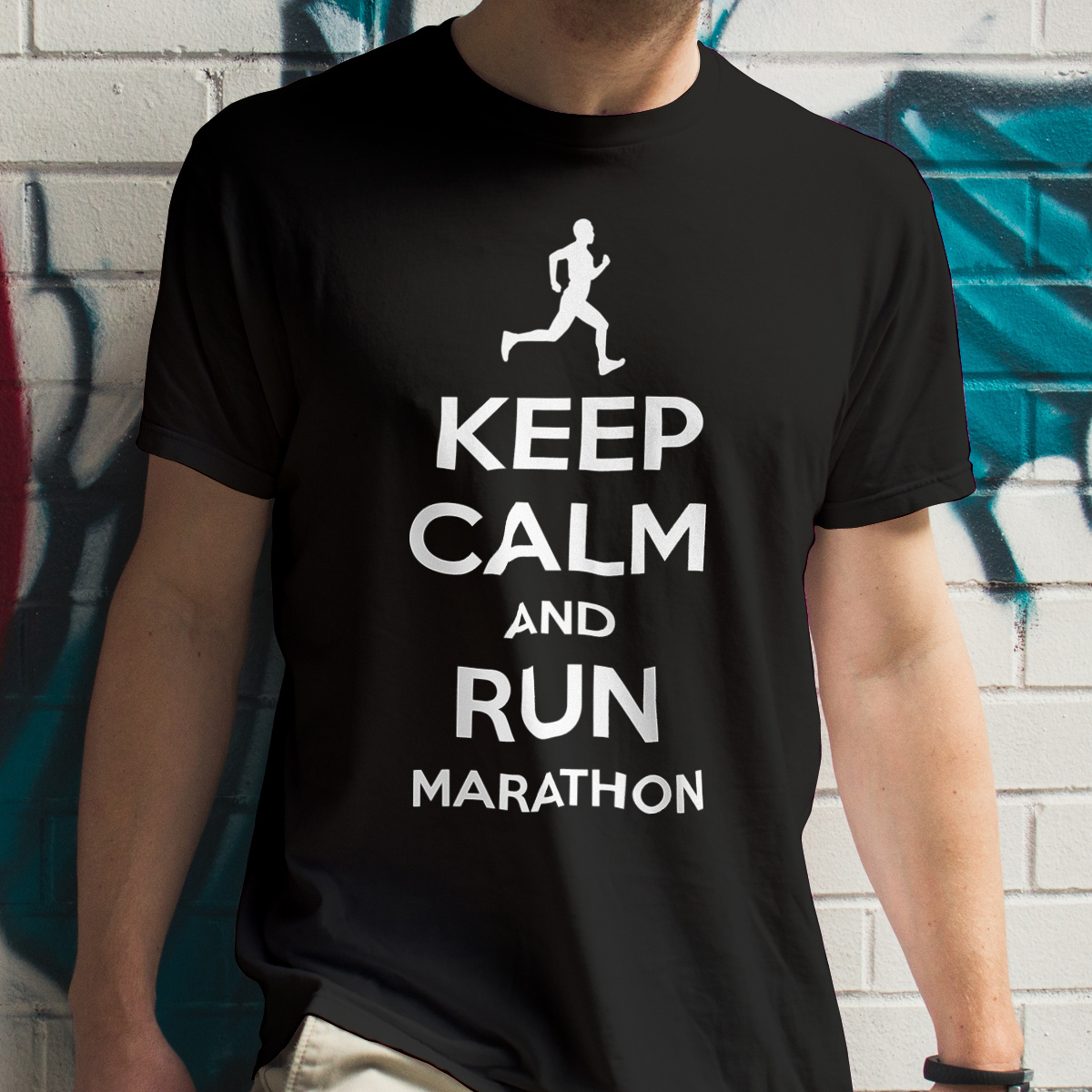Keep Calm and Run Marathon - Męska Koszulka Czarna