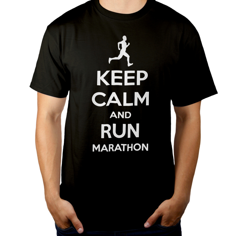 Keep Calm and Run Marathon - Męska Koszulka Czarna