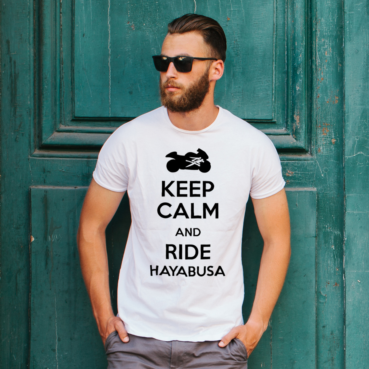Keep calm and ride Hayabusa - Męska Koszulka Biała
