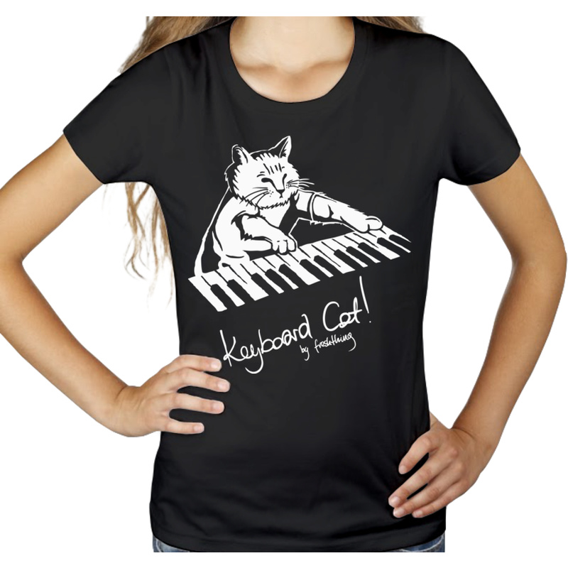 Keyboard Cat - Damska Koszulka Czarna