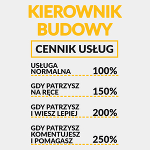 Kierownik Budowy - Cennik Usług - Męska Koszulka Biała
