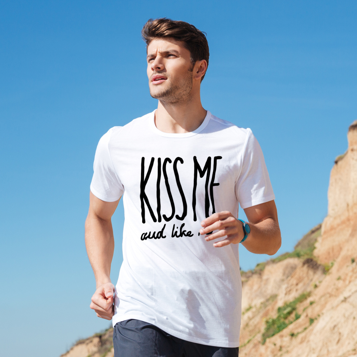 Kiss Me - Męska Koszulka Biała