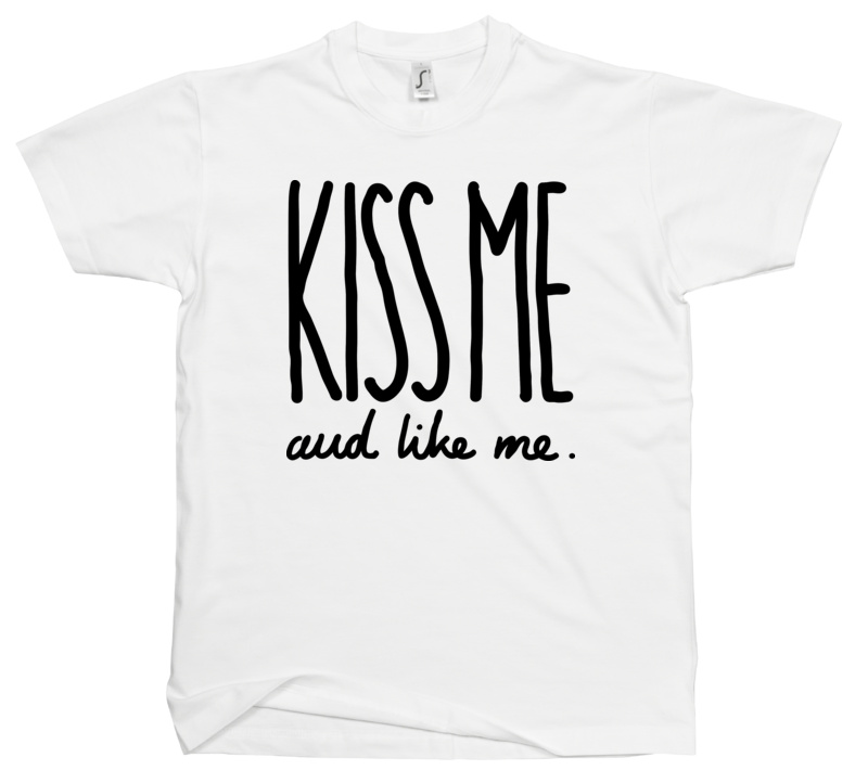 Kiss Me - Męska Koszulka Biała
