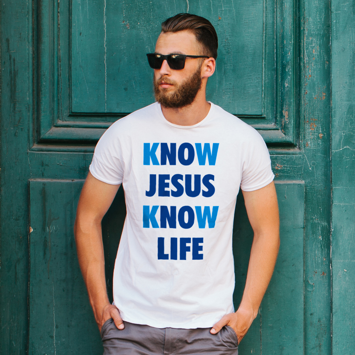 Know Jesus Know Life - Męska Koszulka Biała