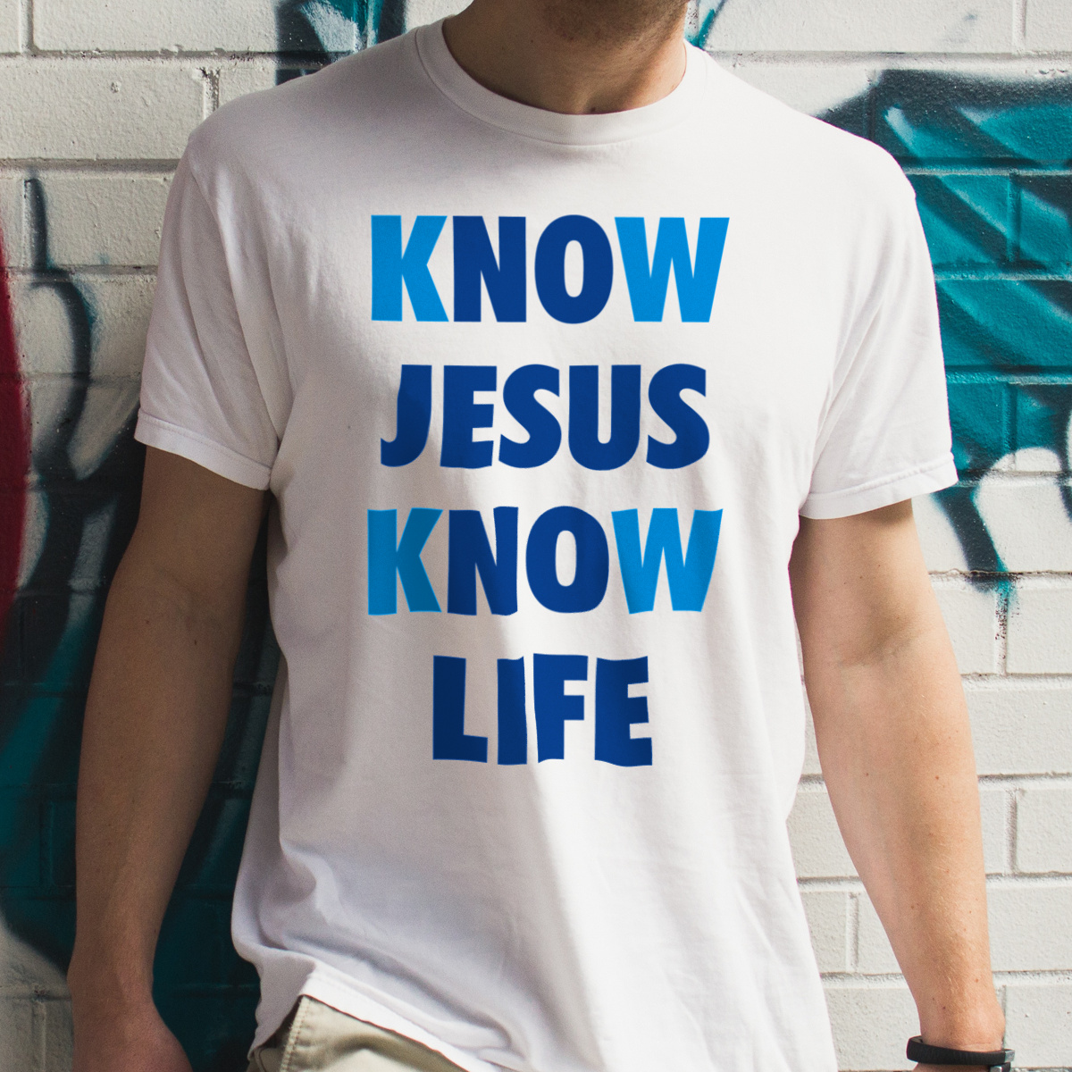 Know Jesus Know Life - Męska Koszulka Biała