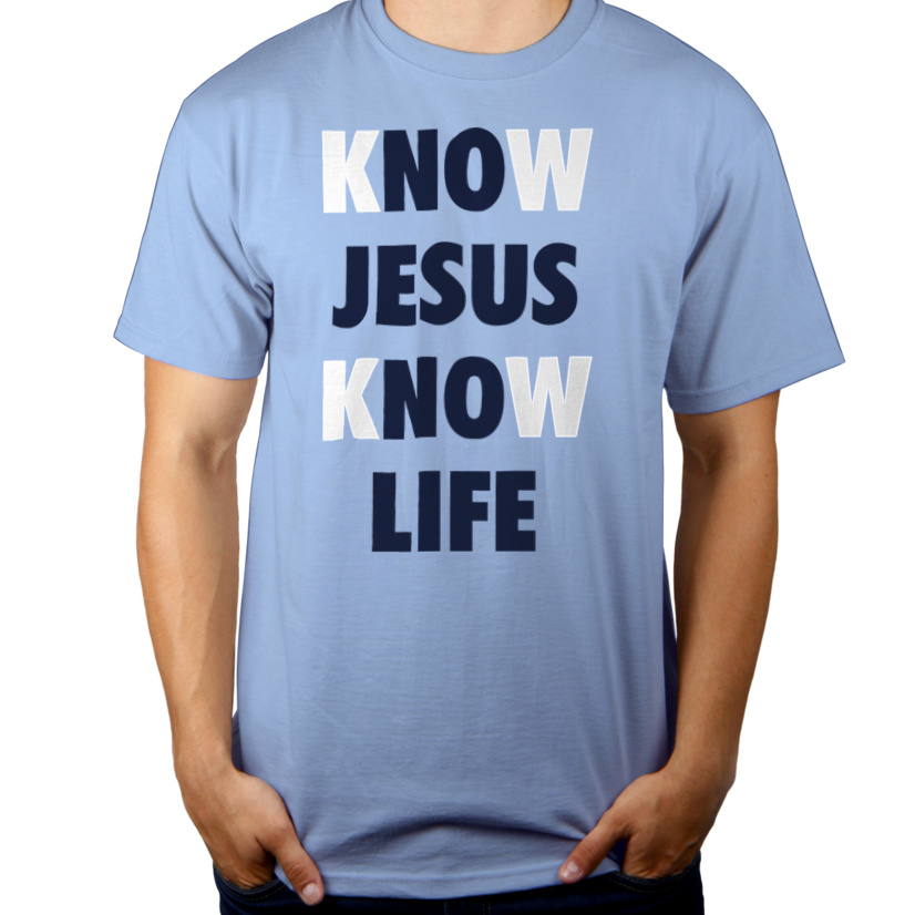 Know Jesus Know Life - Męska Koszulka Błękitna