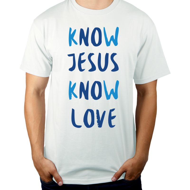 Know Jesus Know Love - Męska Koszulka Biała