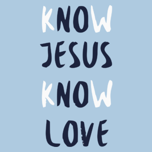 Know Jesus Know Love - Męska Koszulka Błękitna