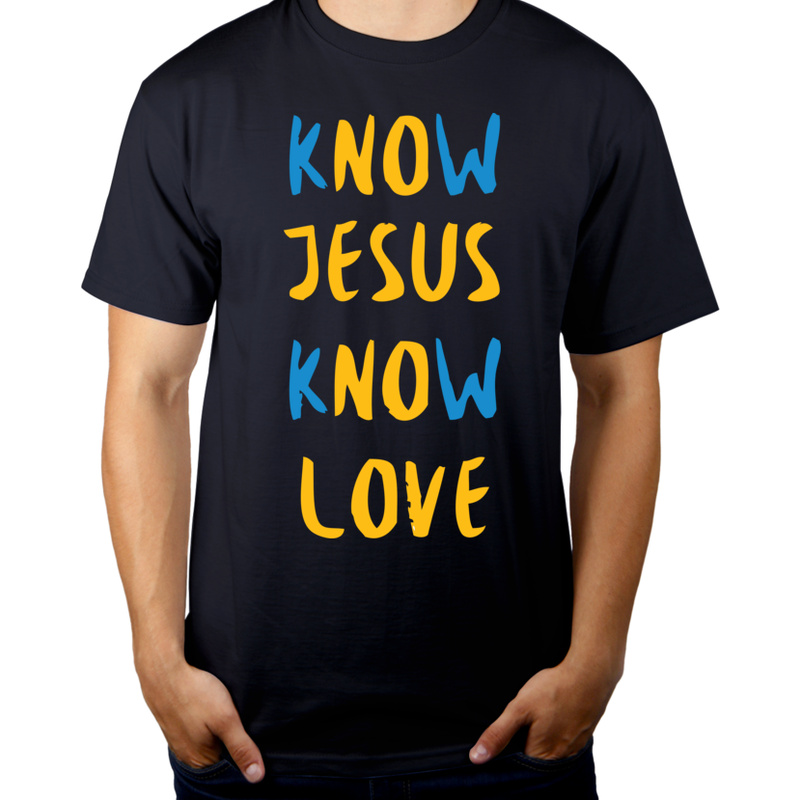 Know Jesus Know Love - Męska Koszulka Ciemnogranatowa