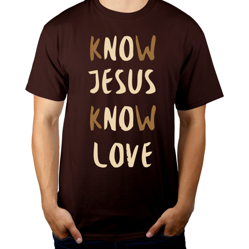 Know Jesus Know Love - Męska Koszulka Czekoladowa