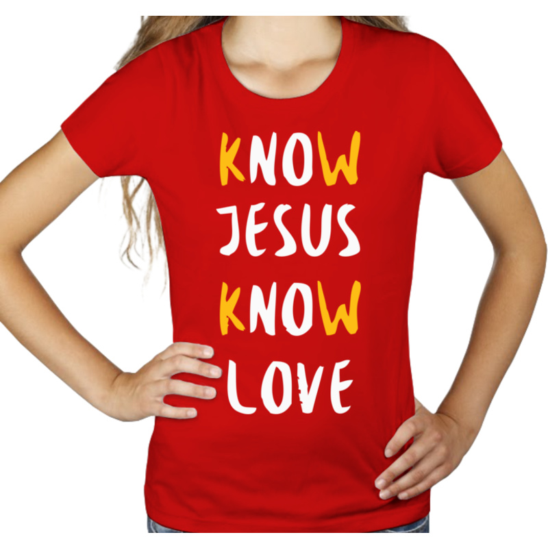 Know Jesus Know Love - Damska Koszulka Czerwona