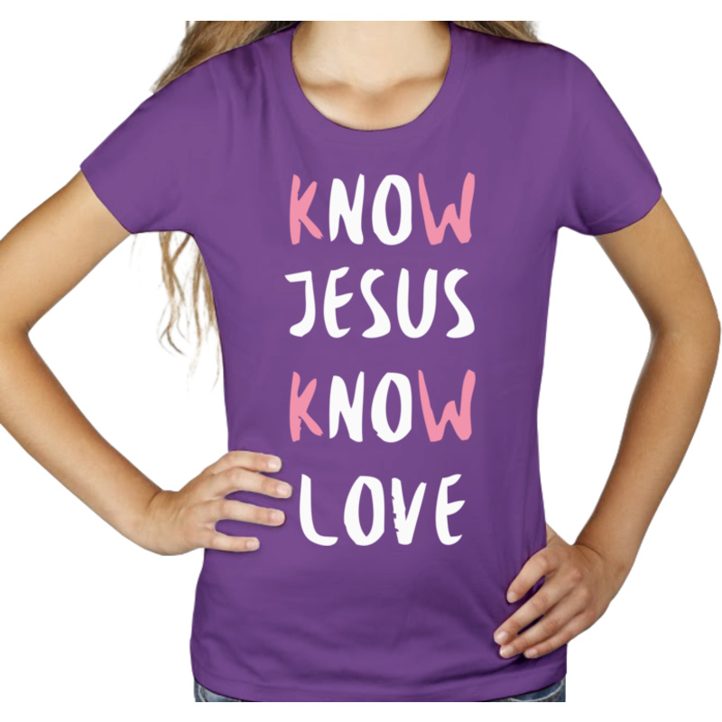 Know Jesus Know Love - Damska Koszulka Fioletowa
