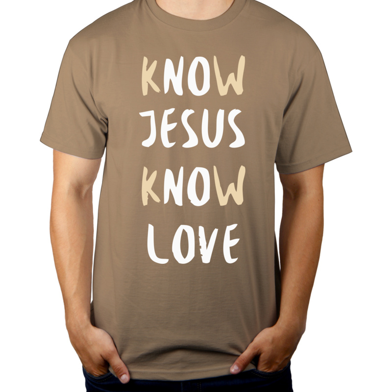 Know Jesus Know Love - Męska Koszulka Jasno Szara