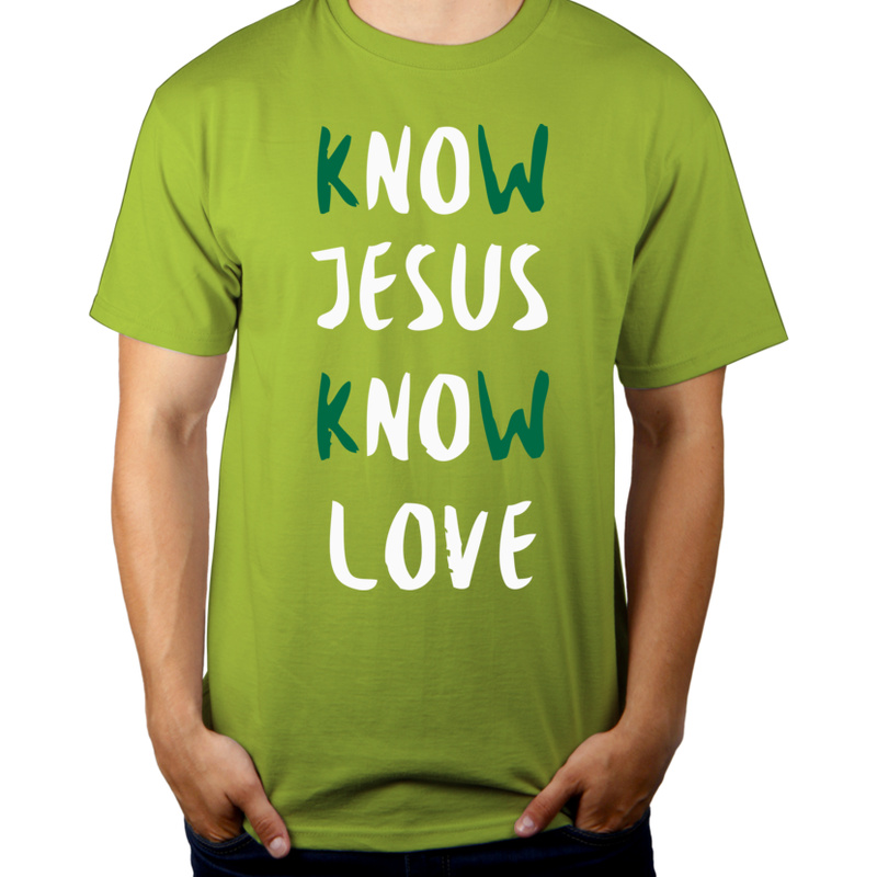 Know Jesus Know Love - Męska Koszulka Jasno Zielona