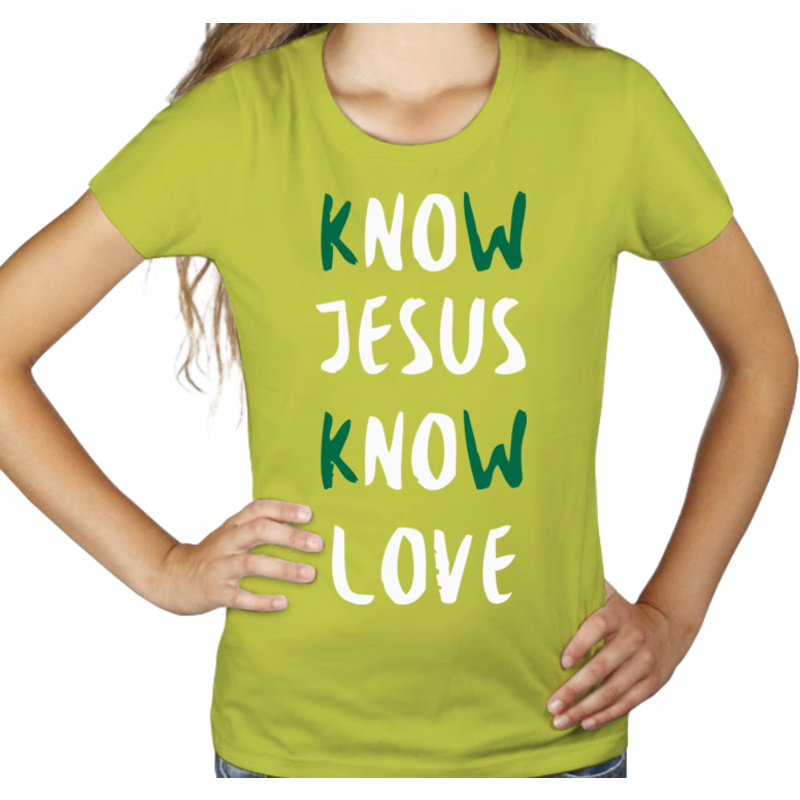 Know Jesus Know Love - Damska Koszulka Jasno Zielona