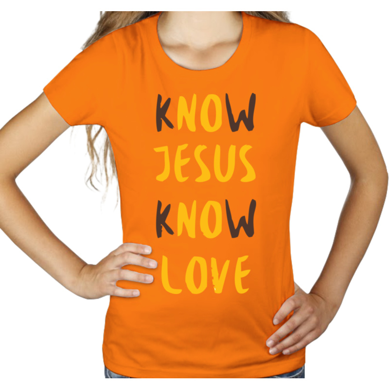 Know Jesus Know Love - Damska Koszulka Pomarańczowa