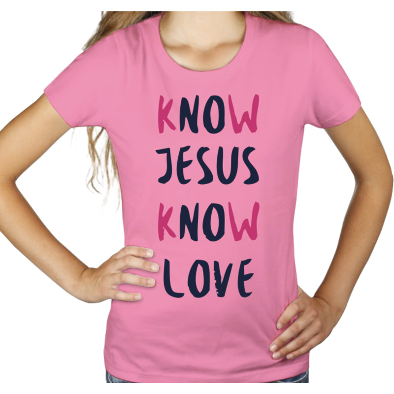 Know Jesus Know Love - Damska Koszulka Różowa