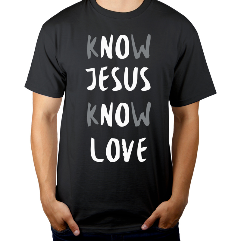 Know Jesus Know Love - Męska Koszulka Szara