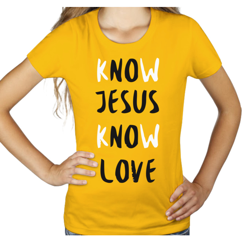 Know Jesus Know Love - Damska Koszulka Żółta