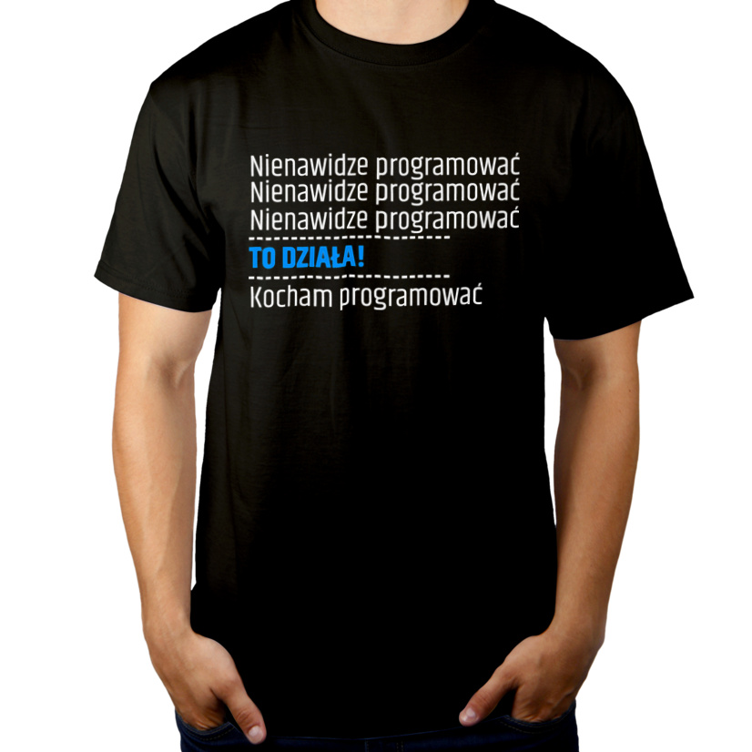 Kocham programować progarmista - Męska Koszulka Czarna