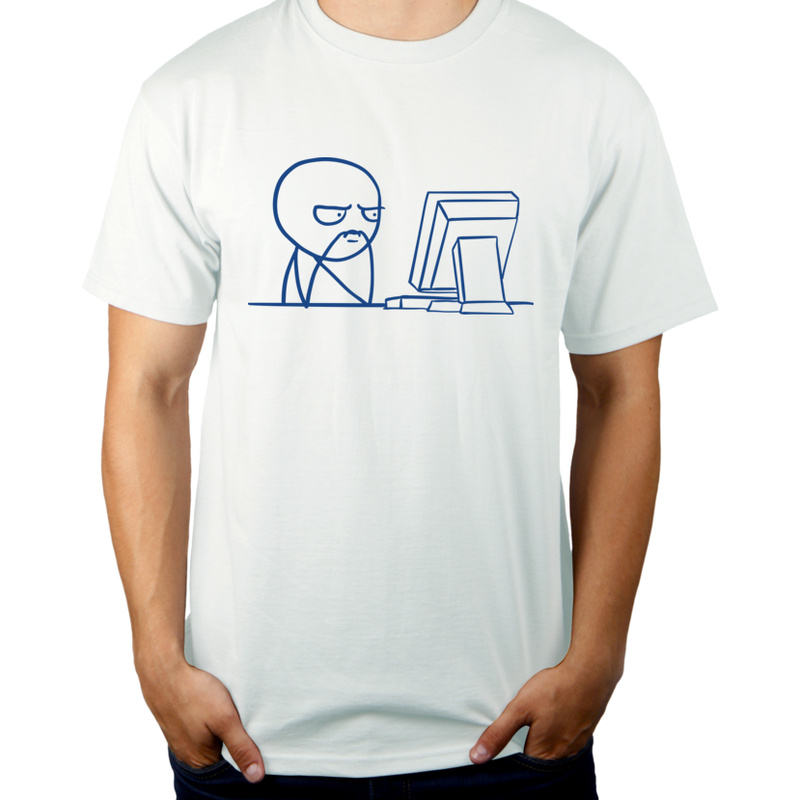 Komputer Mem - Męska Koszulka Biała