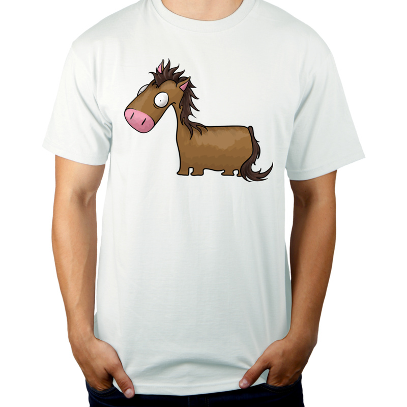 Koń - Męska Koszulka Biała