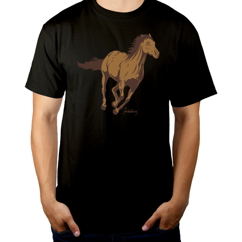 Koń - Męska Koszulka Czarna