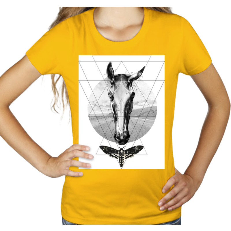 Koń i Ćma - Damska Koszulka Żółta