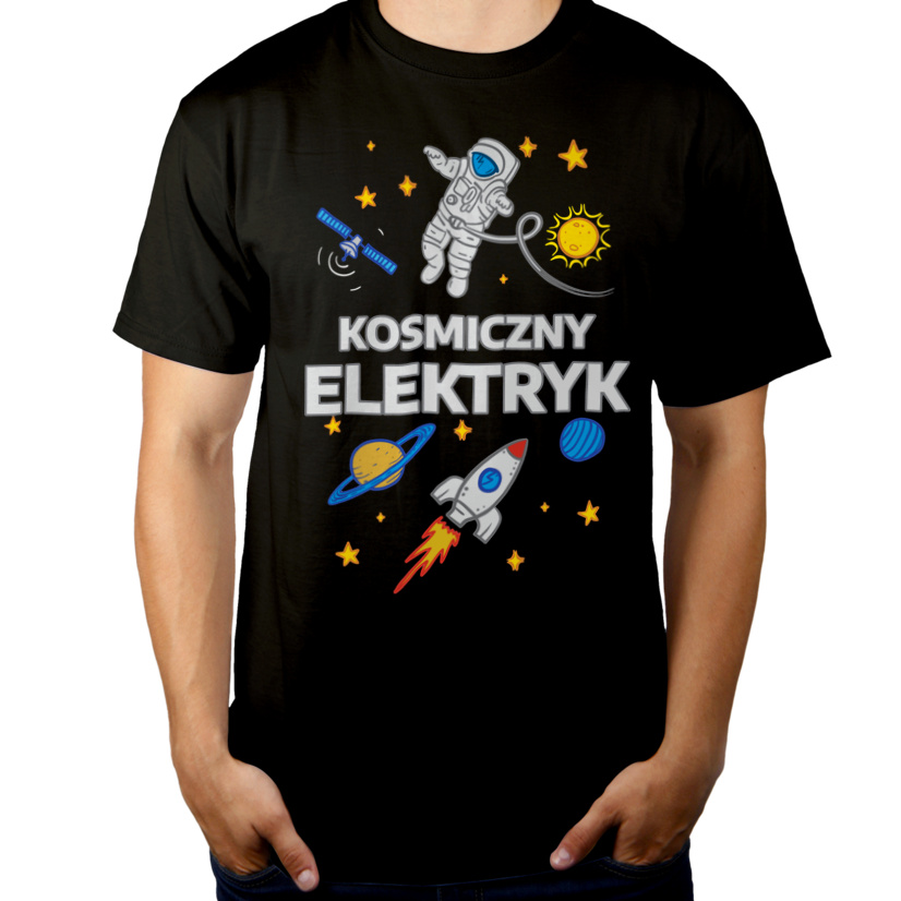 Kosmiczny Elektryk - Męska Koszulka Czarna