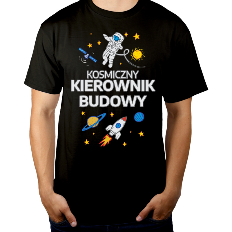 Kosmiczny Kierownik Budowy - Męska Koszulka Czarna