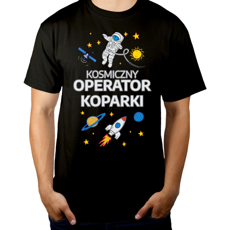 Kosmiczny Operator Koparki - Męska Koszulka Czarna