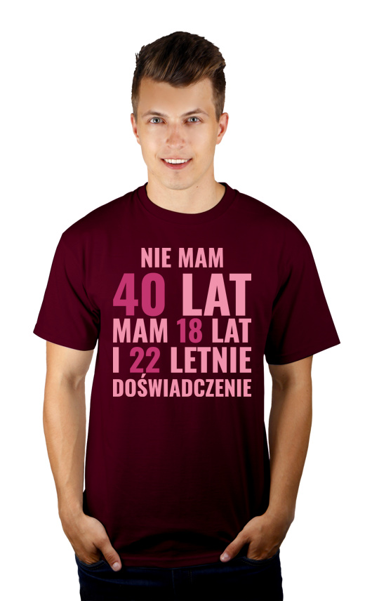 Koszulka na 40 urodziny - Męska Koszulka Burgundowa