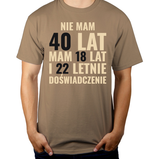 Koszulka na 40 urodziny - Męska Koszulka Jasno Szara