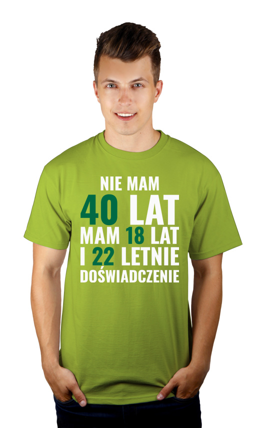 Koszulka na 40 urodziny - Męska Koszulka Jasno Zielona