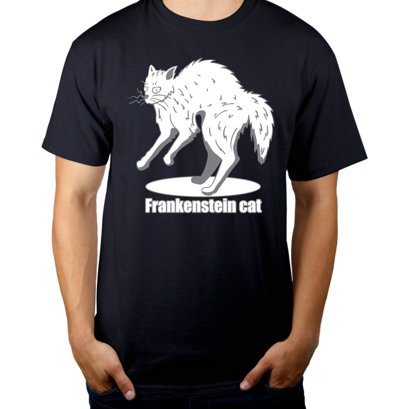 Kot Frankensteina - Męska Koszulka Ciemnogranatowa