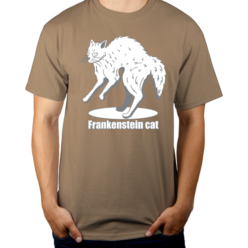 Kot Frankensteina - Męska Koszulka Jasno Szara