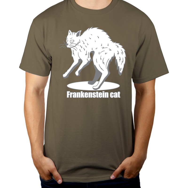 Kot Frankensteina - Męska Koszulka Khaki