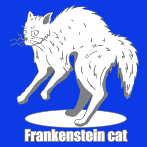 Kot Frankensteina - Damska Koszulka Niebieska