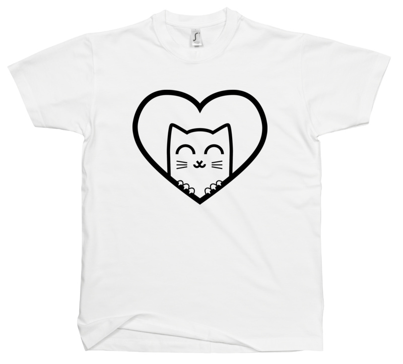 Kot Walentynkowy - Męska Koszulka Biała