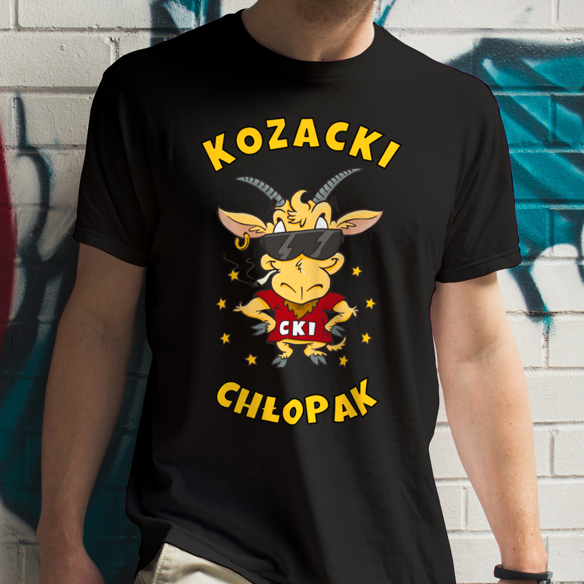 Kozacki Chłopak - Męska Koszulka Czarna